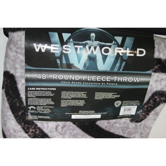 Westworld Official Just Funky Round Maze Fleece Throw Blanket Black Gray 48 In - Picture 4 of 6